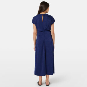 179574_410-mdl3 Midi Μπλε Ζακάρ Φόρεμα Με Σούρες MAISON SCOTCH