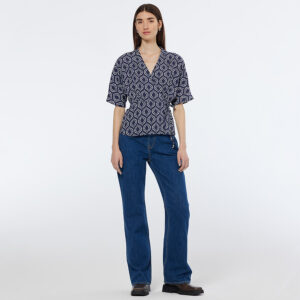 179606_409-mdl1 Μπλε Εμπριμέ Σατέν Μπλούζα MAISON SCOTCH