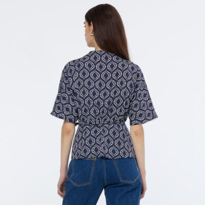 179606_409-mdl3 Μπλε Εμπριμέ Σατέν Μπλούζα MAISON SCOTCH
