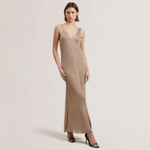 280635_GLD-mdl1 Alarnaa Maxi Χρυσό Φόρεμα Λούρεξ TED BAKER