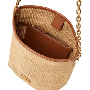 A2W30202_1AN-02 K/Autograph Medium Bucket Raffia Μπεζ Ψάθινη Τσάντα KARL LAGERFELD