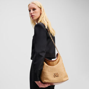 A2W30202_1AN-mdl1 K/Autograph Medium Bucket Raffia Μπεζ Ψάθινη Τσάντα KARL LAGERFELD