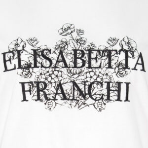 MA00351E2_270-02 Άσπρο T-Shirt Με Φλοράλ Logo ELISABETTA FRANCHI