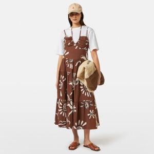 UFU00617T_246-mdl1 Midi Καφέ Εμπριμέ Φόρεμα Με Βολάν MAISON SCOTCH and soda