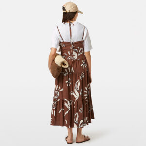 UFU00617T_246-mdl3 Midi Καφέ Εμπριμέ Φόρεμα Με Βολάν MAISON SCOTCH and soda