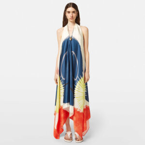 UFU00718T_130-mdl1 Εμπριμέ Ασύμμετρο Σατέν Φόρεμα MAISON SCOTCH and soda
