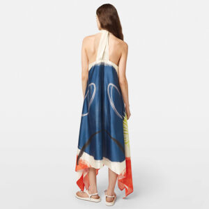 UFU00718T_130-mdl3 Εμπριμέ Ασύμμετρο Σατέν Φόρεμα MAISON SCOTCH and soda