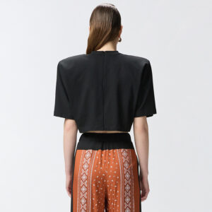 105218A2M2_Z99-mdl3 Manny Μαύρο Crop T-Shirt Με Βάτες pinko