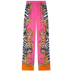78HAA1P2-NS653_494-00 Ροζ Εμπριμέ Φαρδύ Παντελόνι VERSACE JEANS COUTURE