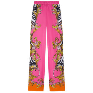 78HAA1P2-NS653_494-01 Ροζ Εμπριμέ Φαρδύ Παντελόνι VERSACE JEANS COUTURE