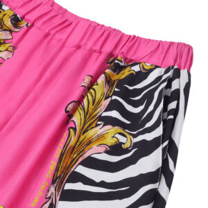 78HAA1P2-NS653_494-02 Ροζ Εμπριμέ Φαρδύ Παντελόνι VERSACE JEANS COUTURE