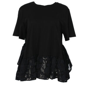 M5EX02_00100-00 Μαύρο T-Shirt Με Πέπλουμ Δαντέλα MEIMEIJ