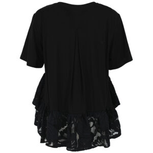 M5EX02_00100-01 Μαύρο T-Shirt Με Πέπλουμ Δαντέλα MEIMEIJ