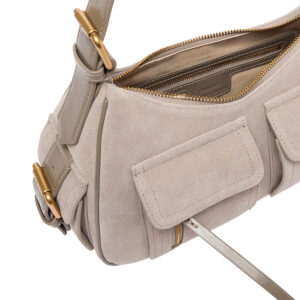 102794A29N_I34Q-02 Classic Cargo Bag Γκρι-Μπεζ Σουέντ Τσάντα pinko
