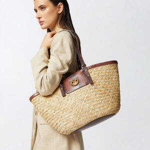 103324A2GO_L84Q-mdl1 Love Summer Basket Καφέ Ψάθινη Τσάντα pinko