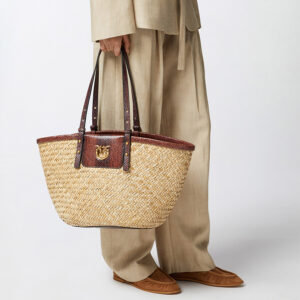 103324A2GO_L84Q-mdl2 Love Summer Basket Καφέ Ψάθινη Τσάντα pinko