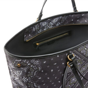 104900A2AS_Z99Q-02 Extra Canvas Shopper Μαύρη Εμπριμέ Τσάντα pinko