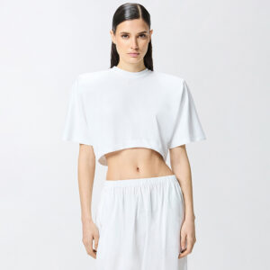 105218A2M2_Z04-mdl1 Manny Άσπρο Crop T-Shirt Με Βάτες pinko