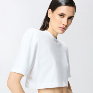 105218A2M2_Z04-mdl2 Manny Άσπρο Crop T-Shirt Με Βάτες pinko