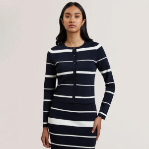 274496_BLU-mdl2 Eloriaa Μπλε Ριγέ Πλεκτή Ζακέτα TED BAKER