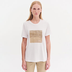 080.10.01.083_WHT-mdl1 Άσπρο T-Shirt Με Στάμπα Παραλία FOREL