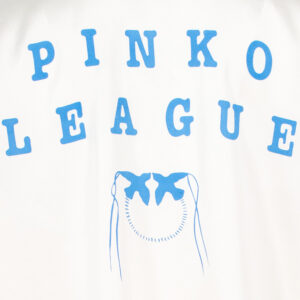 104874A2HL_ZG3-02 Together Άσπρο Σατέν Crop T-Shirt Με Logo pinko