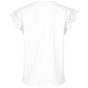251TT2411_00001-01 Άσπρο T-Shirt Με Logo Και Δαντέλα TWINSET