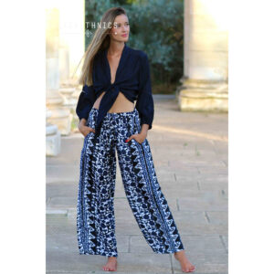 LE251DAKOTA_2945-mdl1 Dakota Paradise Indigo Μπλε Παντελόνα LARA ETHNICS