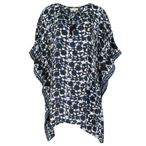 LE251JAYA_2945-00 Jaya Paradise Indigo Μπλε Εμπριμέ Πόντσο LARA ETHNICS