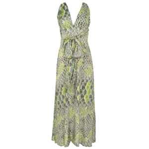 LE251JULIETTE_2938-00 Juliette Crocodile Khaki Μακρύ Πράσινο Φόρεμα LARA ETHNICS