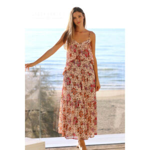 LE251RAINBOW-mdl1 Rainbow Roses Peches Ροζ Εμπριμέ Τοπ LARA ETHNICS