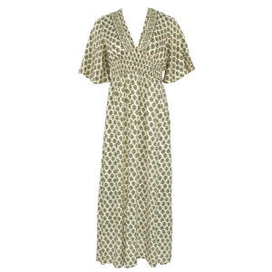 LE251SERAPHINE_2941-00 Seraphine Indian Khaki Μακρύ Χακί Φόρεμα LARA ETHNICS