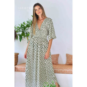 LE251SERAPHINE_2941-mdl1 Seraphine Indian Khaki Μακρύ Χακί Φόρεμα LARA ETHNICS