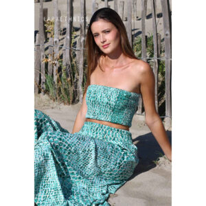 LE251SOLAL_2946-mdl1 Solal Python Turquoise Τυρκουάζ Εμπριμέ Κροπ Τοπ LARA ETHNICS