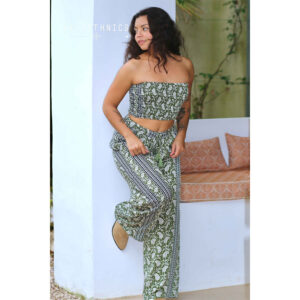 LE251SOLAL_2965-mdl2 Solal Paisley Khaki Χακί Εμπριμέ Κροπ Τοπ LARA ETHNICS