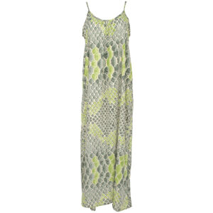 LE251SOPHIA_2938-00 Sophia Crocodile Khaki Μακρύ Πράσινο Φόρεμα LARA ETHNICS