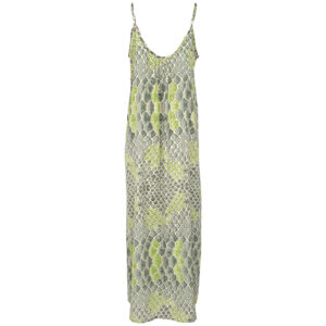 LE251SOPHIA_2938-01 Sophia Crocodile Khaki Μακρύ Πράσινο Φόρεμα LARA ETHNICS