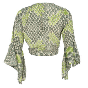 LE251TINA_2938-01 Tina Crocodile Khaki Πράσινο Εμπριμέ Δετό Κροπ Τοπ LARA ETHNICS