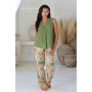 LE251YOGA_2964-mdl3 Yoga Parrot Multicolor Εμπριμέ Παντελόνι LARA ETHNICS