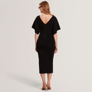 281599_BLK-mdl3 Rebexxa Midi Μαύρο Φόρεμα Με V TED BAKER