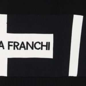 MK01S56E2_EF3-02 Ασπρόμαυρη Πλεκτή Μπλούζα Με Logo ELISABETTA FRANCHI