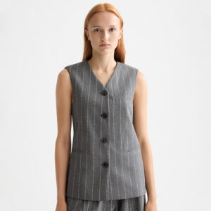U9E01002T_021-mdl2 Γκρι Ριγέ Γιλέκο Με Ζώνη Πίσω SCOTCH AND SODA