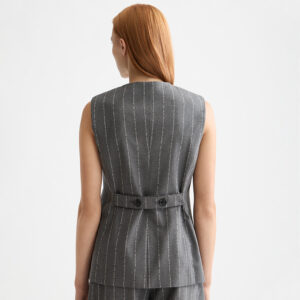 U9E01002T_021-mdl3 Γκρι Ριγέ Γιλέκο Με Ζώνη Πίσω SCOTCH AND SODA