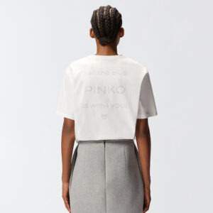 105526A2S1_Z05-mdl3 Strepitoso Άσπρο T-Shirt Με Λεκτικό Στρας pinko