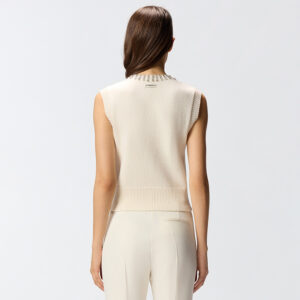 105639A2TR_Z13-mdl3 Ponziane Άσπρη Πλεκτή Μπλούζα Με Στρας pinko