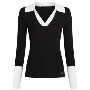 A4W18043_101-00 Ασπρόμαυρη Πλεκτή Μπλούζα Polo KARL LAGERFELD