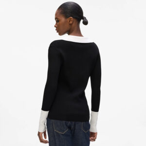 A4W18043_101-mdl3 Ασπρόμαυρη Πλεκτή Μπλούζα Polo KARL LAGERFELD