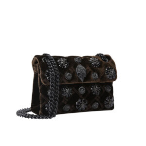 5018331789-02 Velvet Mini Kensington Καφέ Τσάντα Με Στρας KURT GEIGER