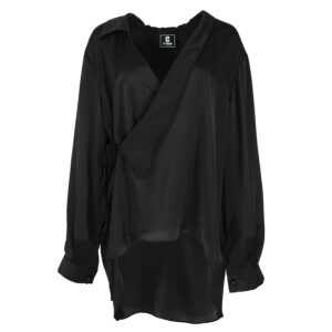 2502009_BLK-00 Mazel Μαύρο Σατέν Κρουαζέ Πουκάμισο C-THROU