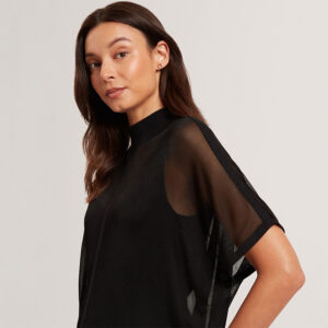 281873_BLK-mdl2 Ibissa Μαύρη Ημιδιάφανη Μπλούζα TED BAKER